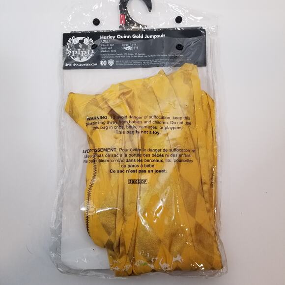 Spirit Halloween Women's Harley Quinn Birds Of Prey Gold Jumpsuit Size XS - Picture 8 of 11